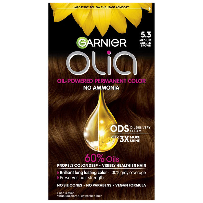 Olia Medium Golden Brown 5.3 No Ammonia Oil Powered Permanent Color 1Ea