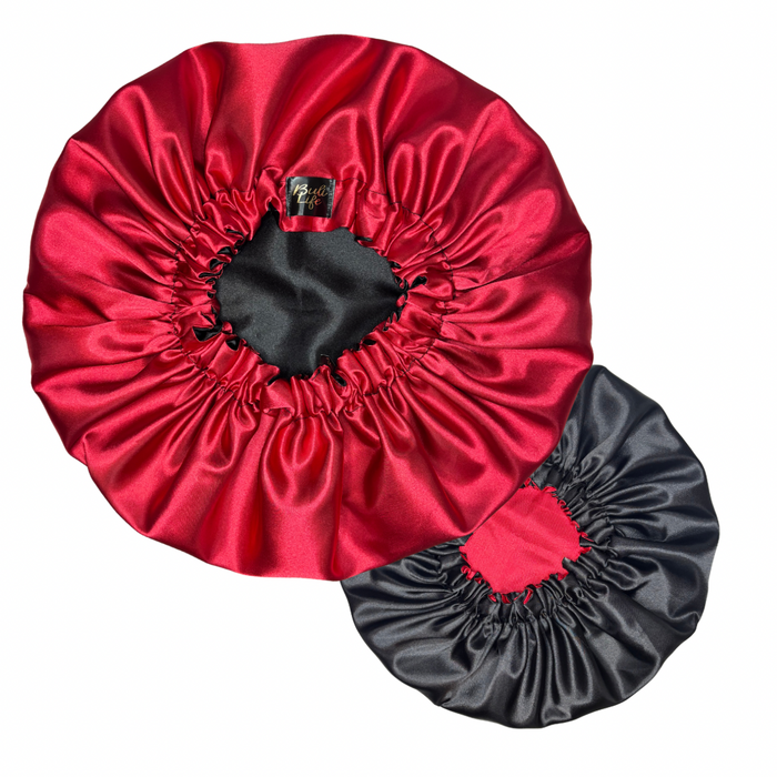 Red & Black Reversible Bonnet