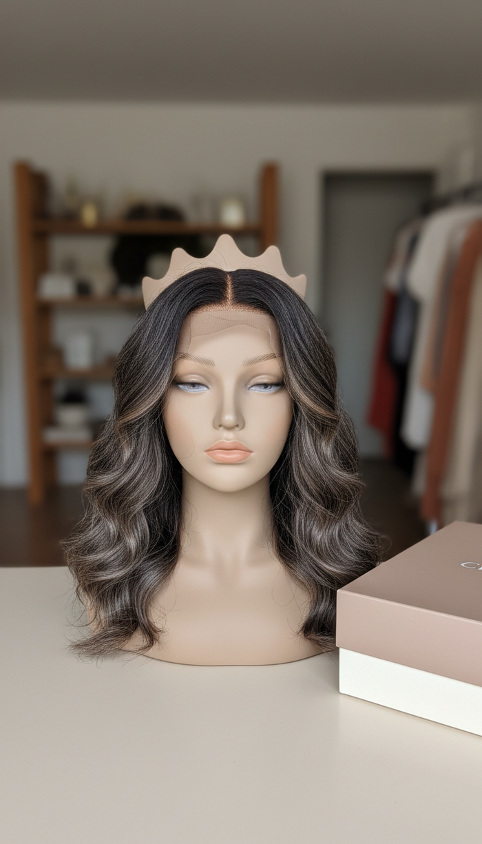 Human Hair Wig With Crown Motif