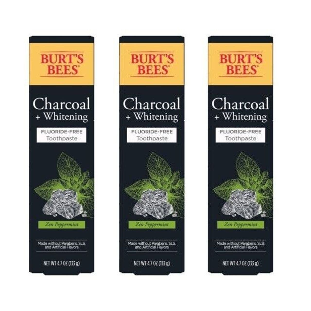 Burt's Bees Toothpaste, Fluoride Free, Zen Peppermint, Charcoal + Whitening 4.7 Oz