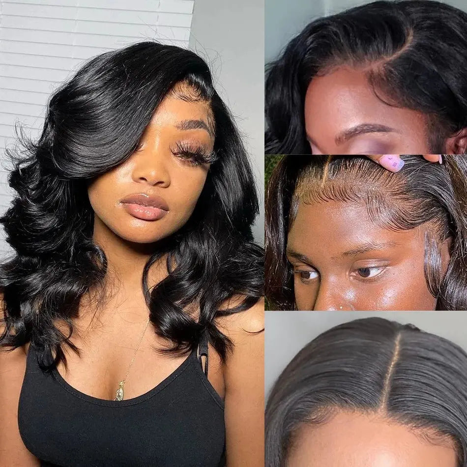 13x6 Lace Front Curly Bob Wig with Bangs | Black Cosplay Wig | Heat Resistant Synthetic Hair