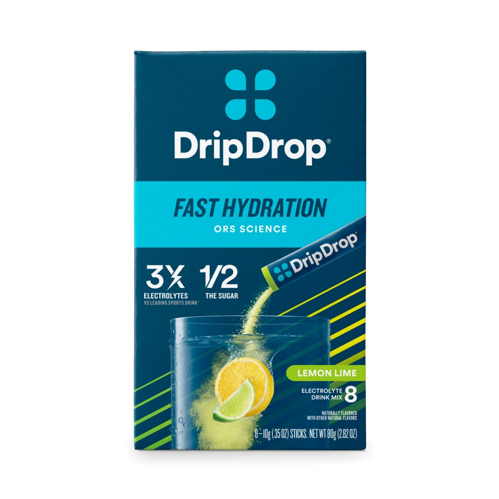 DripDrop Hydration Powder Vegan   Lemon Lime 8Ct