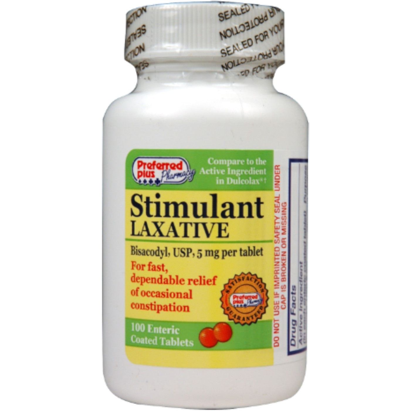 Preferred Plus Bisacodyl Laxante Estimulante 5 Mg Comprimidos 100 Ea (Pack De 4)