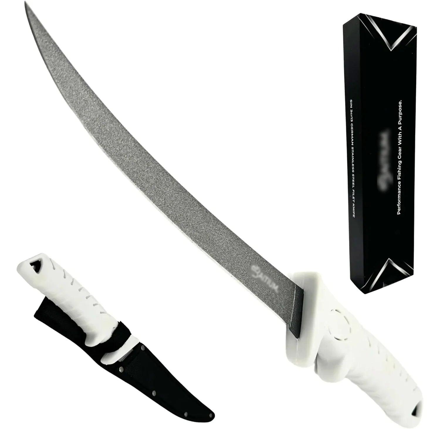 Wholesales in Stock  Handle Stainless Steel Fishing Knife Fishing Outdoor White Non-Slip Coating Fishing Fillet Knife