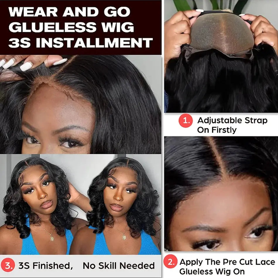 Body Wave | 13X4 Transparent Lace | Ready To Wear | PrePlucked  | Glueless | Ready To Go  | Short Bob | Human Hair Wigs