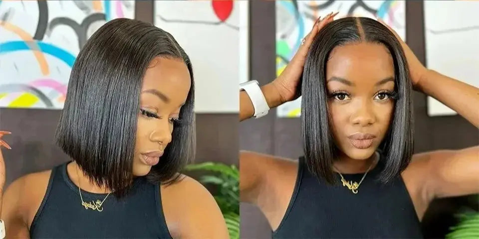 Glueless | Brazilian | Short | Bob | Human Hair | Ready To Wea | Straight r | Lace Closure Wigs