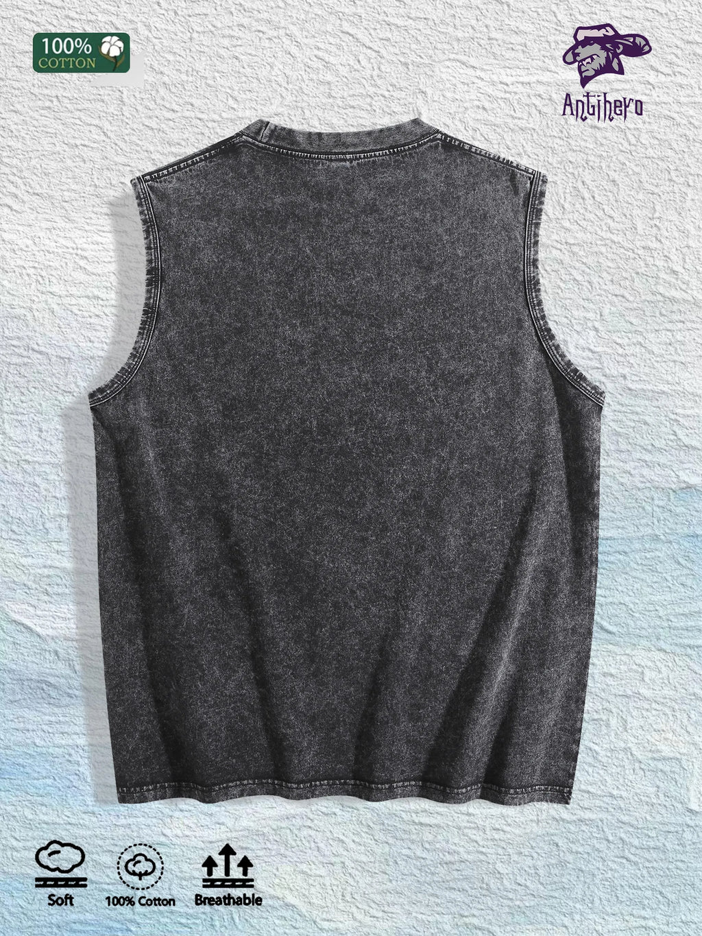 Biblical Jesus Saves" Sheep Graphic Washed Vest US Warehouse 3 Colors Cotton Tank