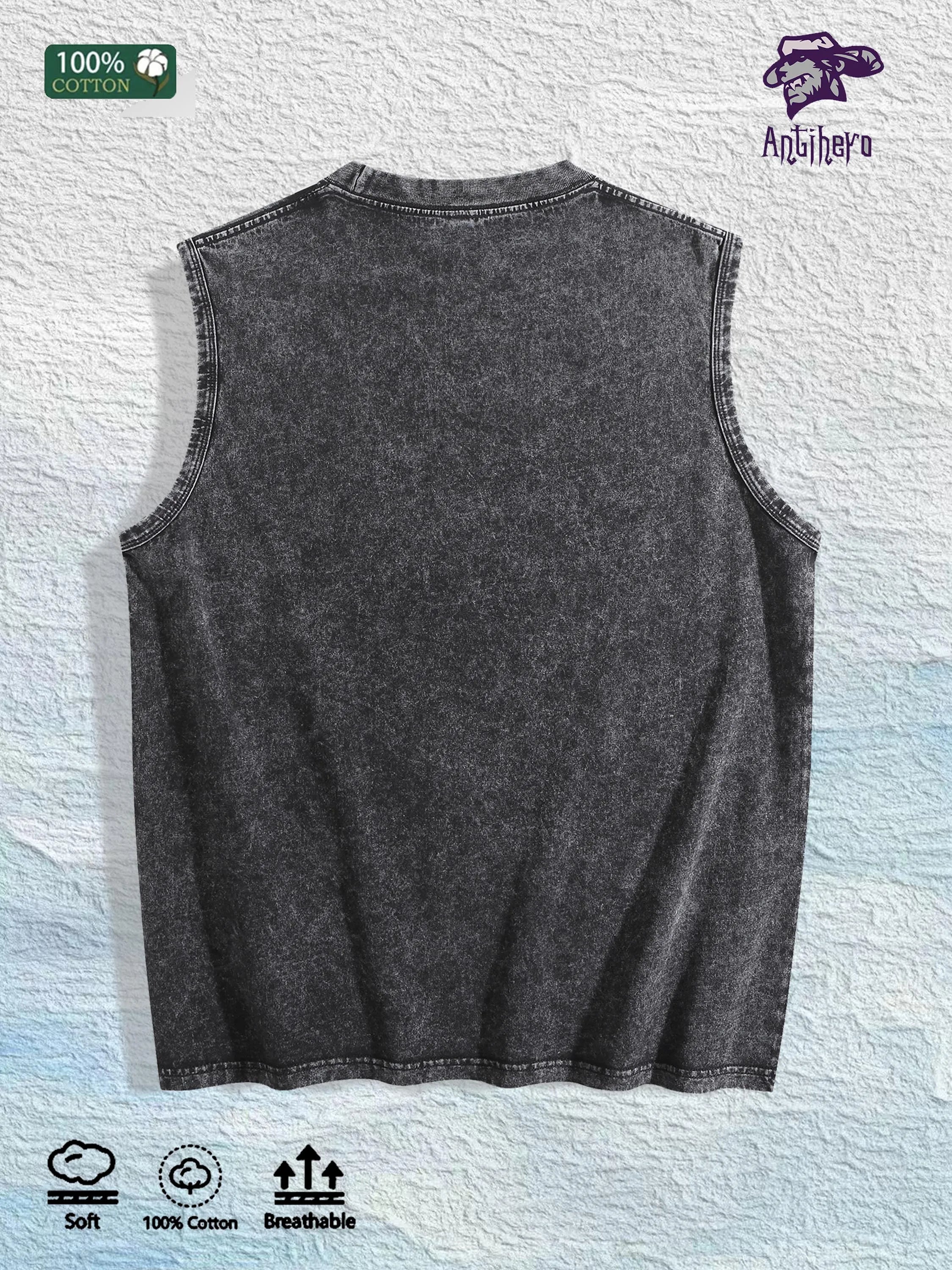 Medusa Graphic Washed Vest US Warehouse 3 Colors Cotton Tank