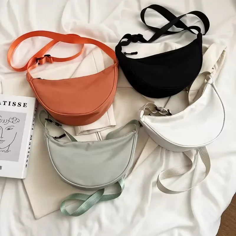 Solid Color Chest Bag for Women | Large Capacity Travel Crossbody & Half Moon Belt Bag (Ladies Daily Street Fanny Pack)