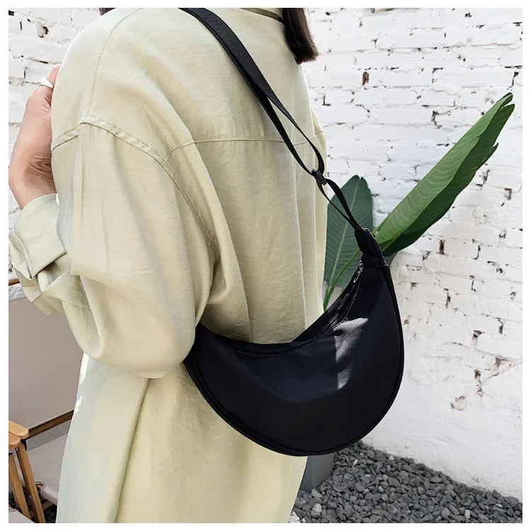 Solid Color Chest Bag for Women | Large Capacity Travel Crossbody & Half Moon Belt Bag (Ladies Daily Street Fanny Pack)