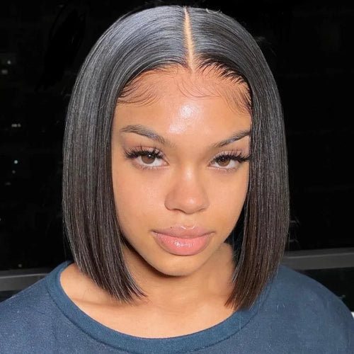 180% Density 13x4 Bone Straight Bob Wig | Brazilian Remy Hair | Transparent Lace Frontal Wig
