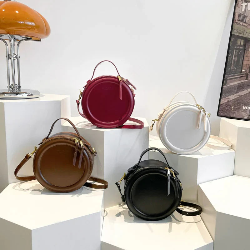 Round Crossbody Bags for Women | High Quality PU Leather Designer Shoulder Bag & Female Clutch Purse (Solid, Soft)