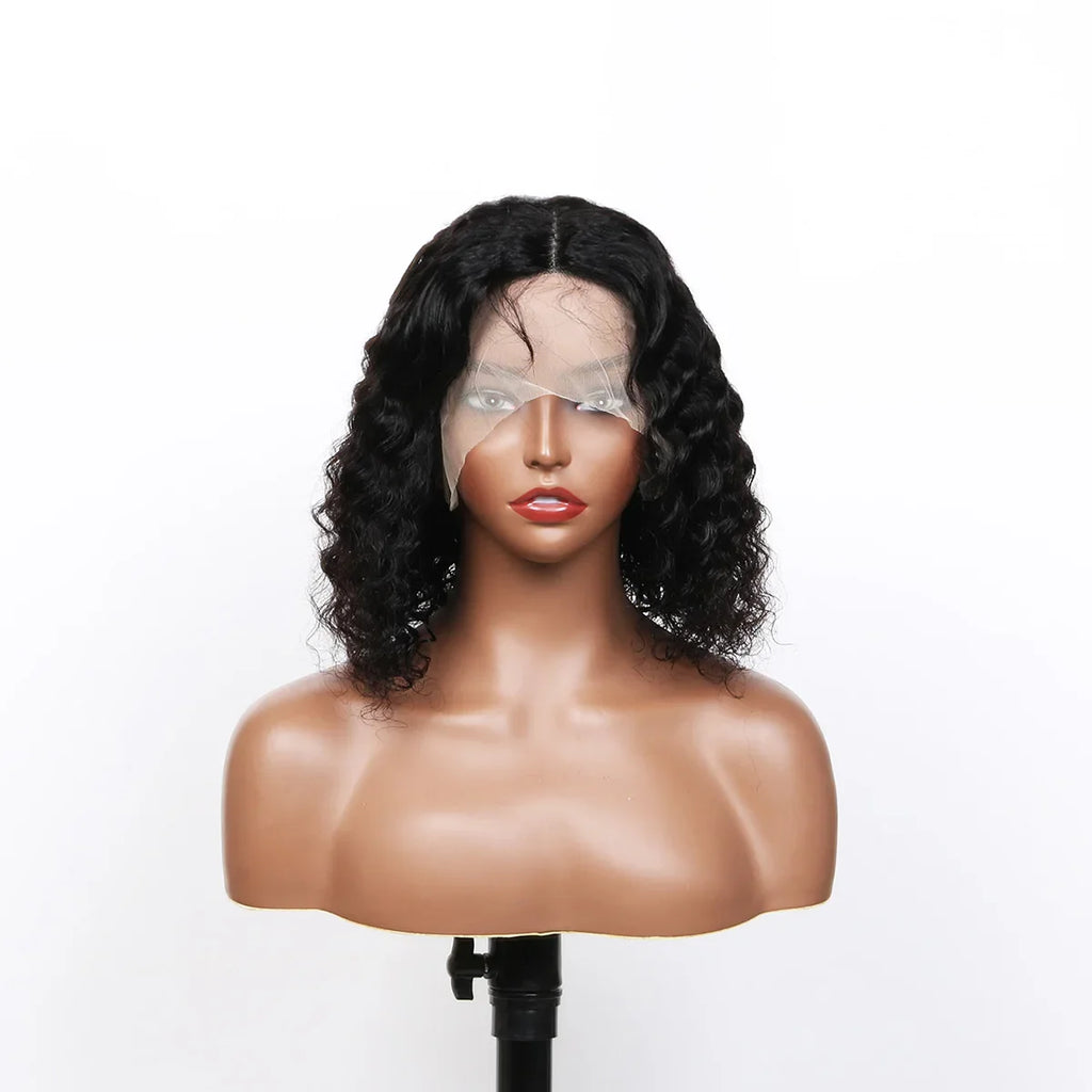 80% Density Deep Wave Bob Wig | 13x4 Lace Front | Pre-Plucked | Brazilian Remy Hair