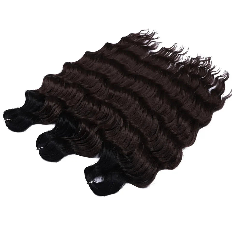24" Orange Twist Crochet Hair | Synthetic Deep Wave Braiding Hair Extensions | Water Wave Hair | Heat Resistant Fiber | 60 Strands/Pack