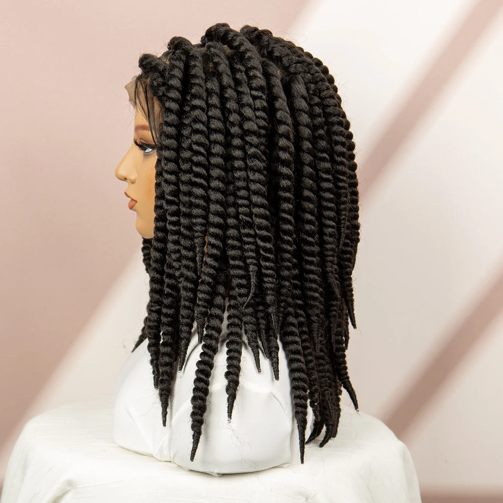 Twisted Braided Wig | Bob Twist Crochet Wig | Full Lace Braided Wig for Black Women | Kanekalon Hair