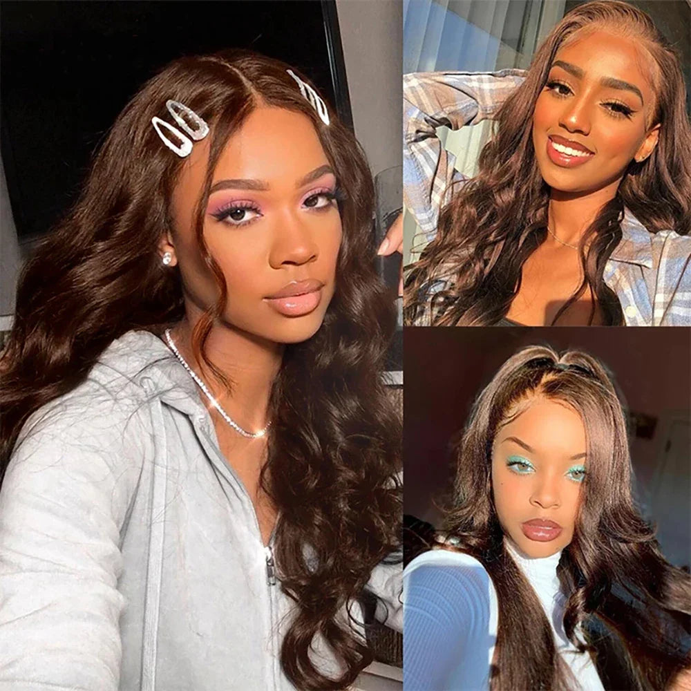 Short Bob Wig | Glueless 13x4 Lace Front Wig | Chocolate Brown Body Wave | Brazilian Remy Human Hair | Ready to Wear