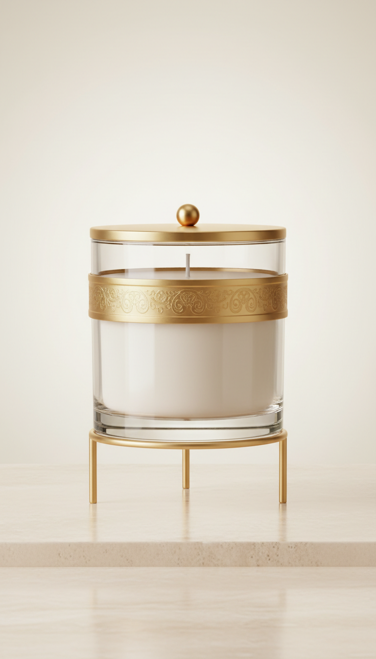 Luxury Glass Candle with Gold Detailing