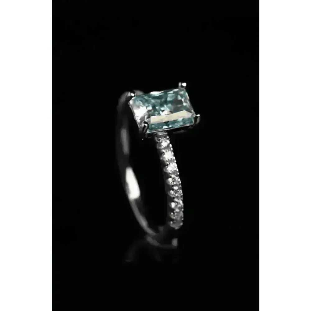 Blue Gemstone 2 Carat Moissanite Ring