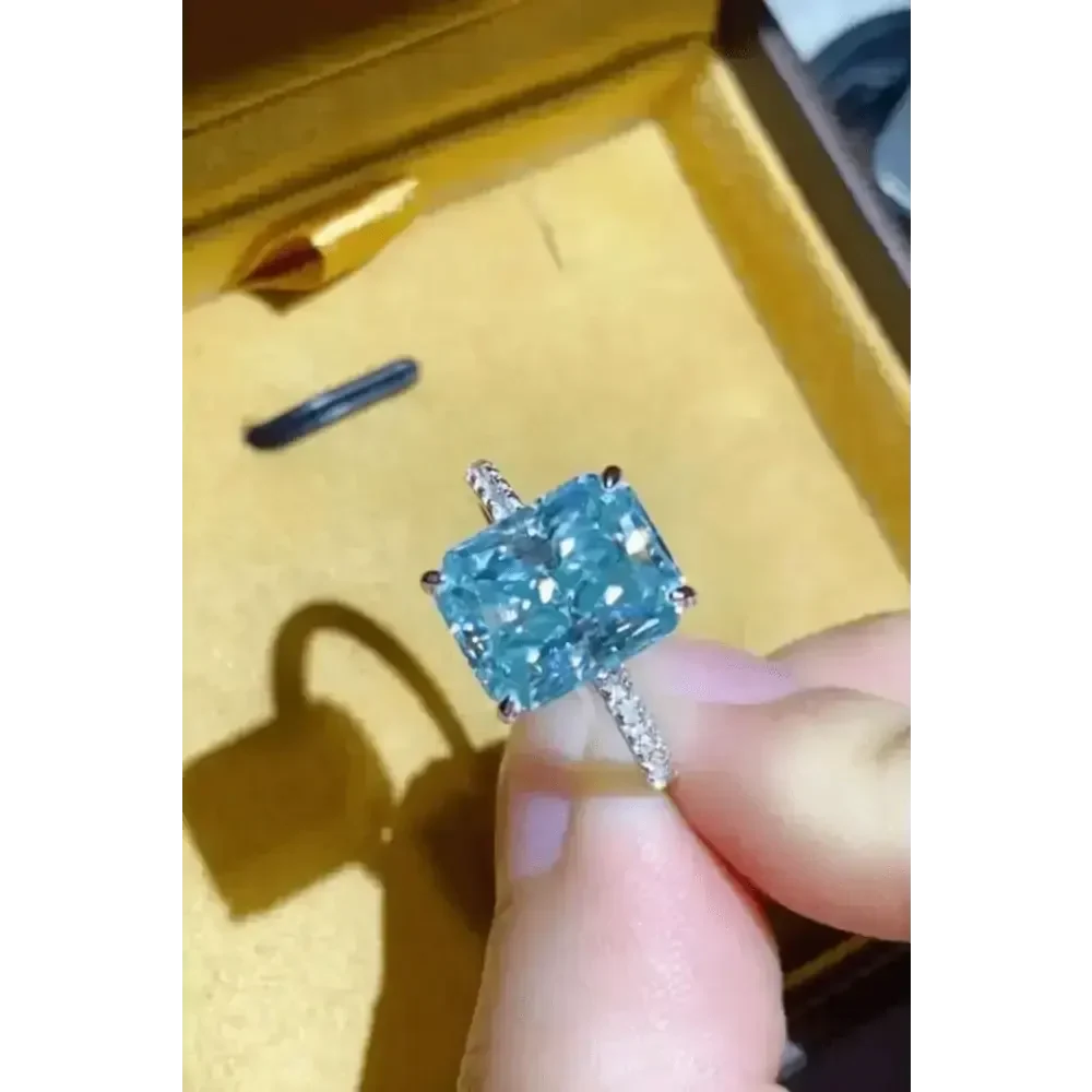 Blue Gemstone 2 Carat Moissanite Ring
