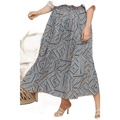 Blue Geometric Pleated Skirt Deep Teal Basic Style Length