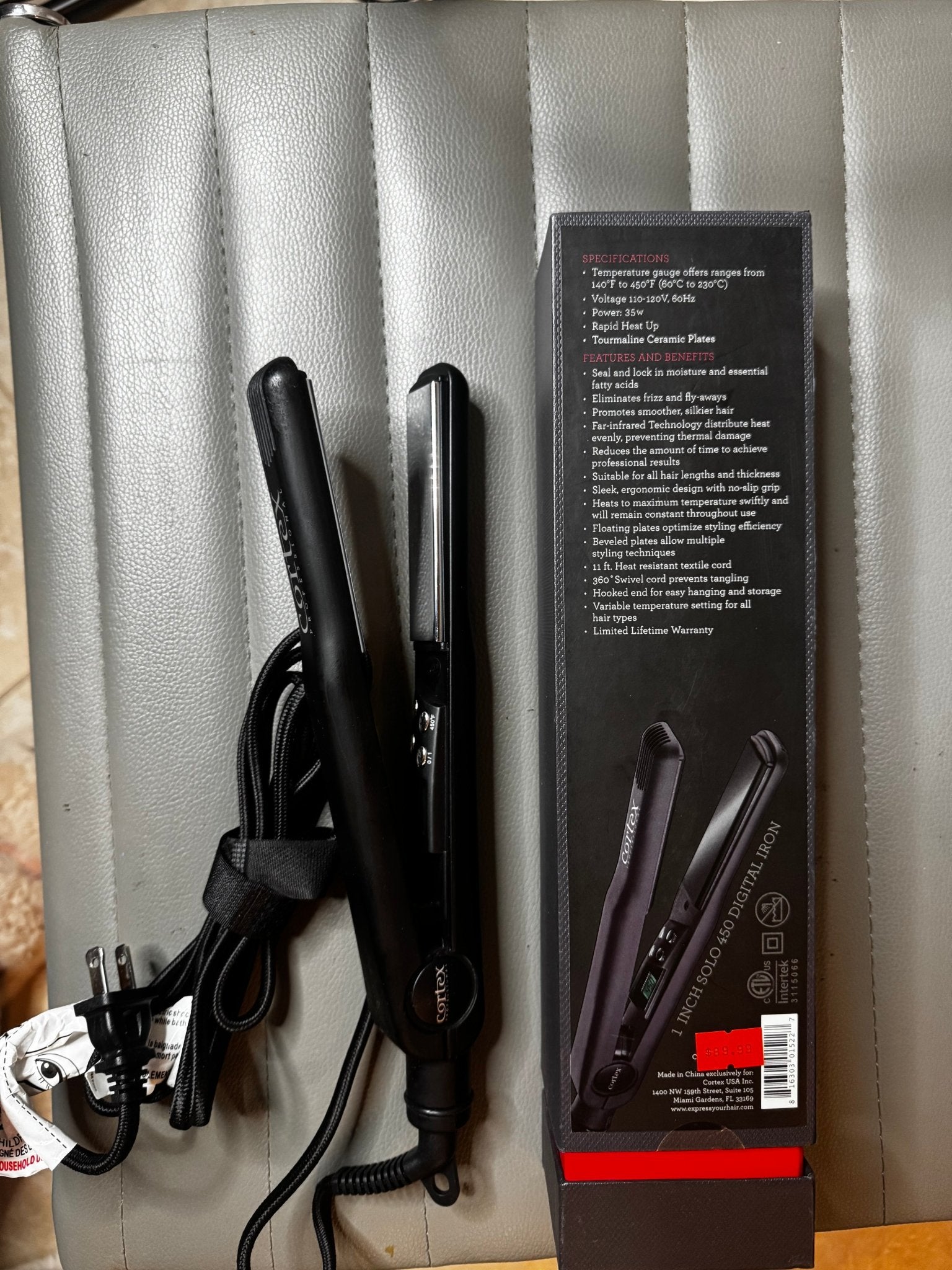 Cortex Solo Ceramic Flat Iron, 1-Inch, Black