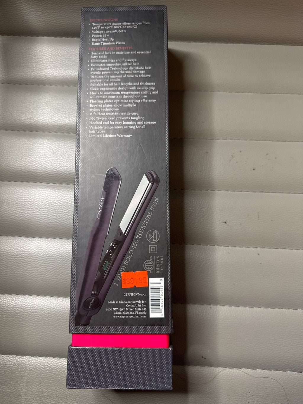 Cortex Solo Titanium Flat Iron, 1-Inch, Black