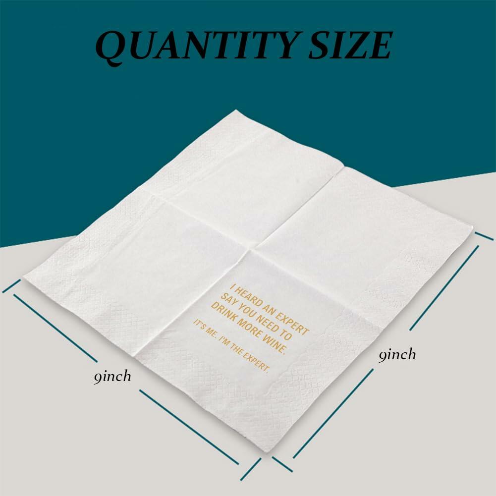 [Like New] VOWFOO Funny Quotes Cocktail Napkins 4.5x4.5in 2-Ply 100pcs White