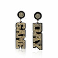 Fuqimanman2020 Acrylic Game Day Sports Letter Dangle Earrings Colorful