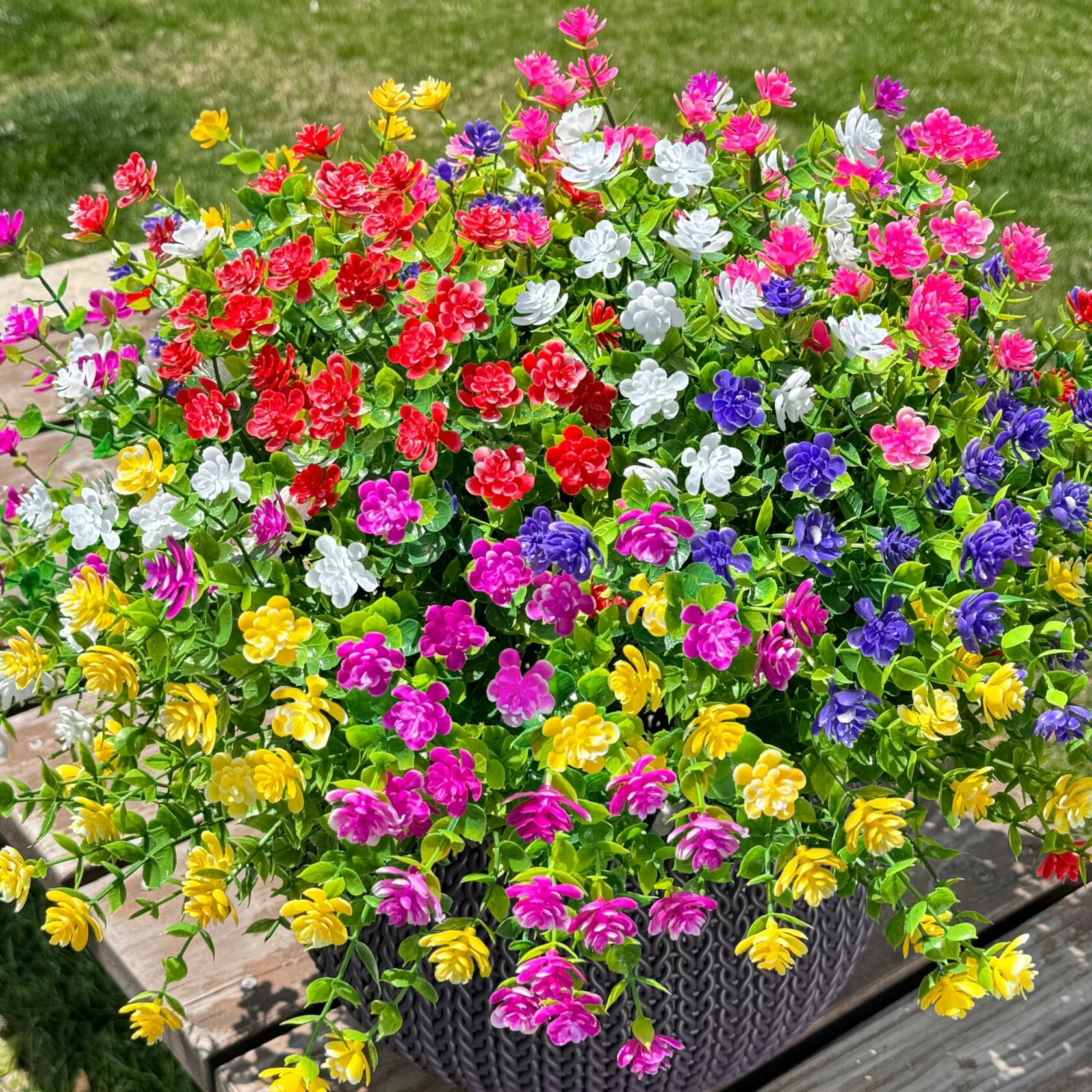 Ivydale Artificial Fall Mums Flowers 12 Bundles UV Resistant Mix Color