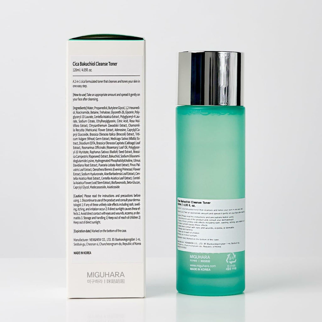 CICA Bakuchiol Cleanse Toner | Korean Skincare 2in1 Toner (120ml/4.05 fl. oz.)