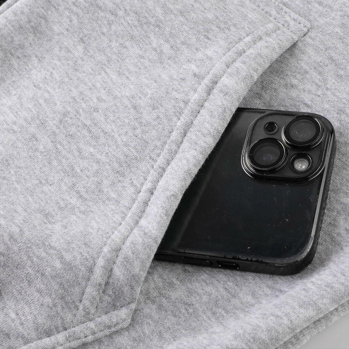 OHSNMAKSL Men's Full Zip Fleece Hoodie Jacket Black/Gray Size XL