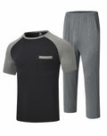 MoFiz Men's Pajama Set Short Sleeve T-Shirt & Shorts Dark Gray/Black Size 2XL