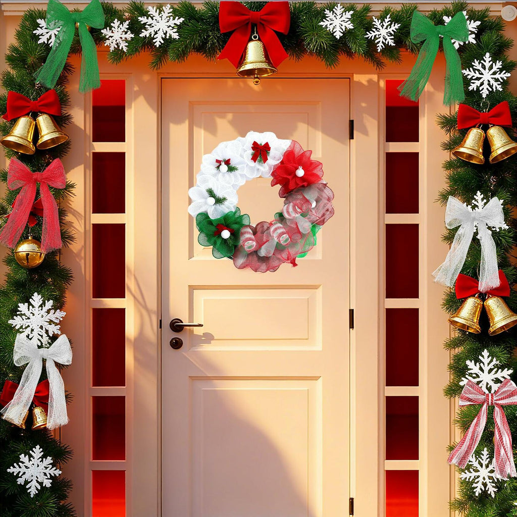 Funactu Metallic Mesh Ribbon 10in x 30ft Red Foil Christmas Decor
