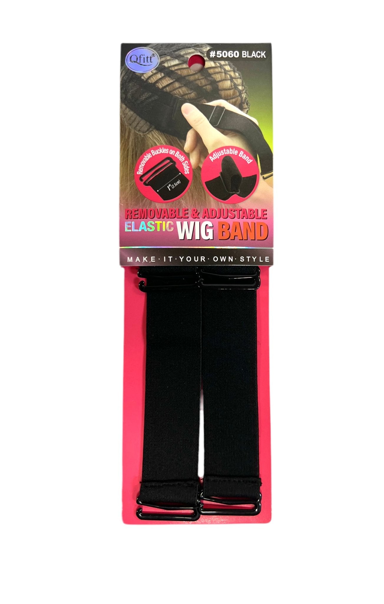 Qfit Removable & Adjustable Elastic Wig Band  Black