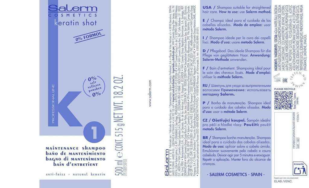 Salerm Keratin Shot Sulfate-Free Shampoo 18 oz