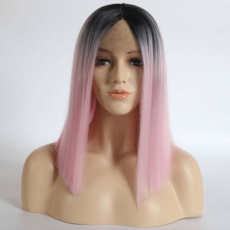 VIP Synthetic Lace Front Wig, Ombré Grey to Pink